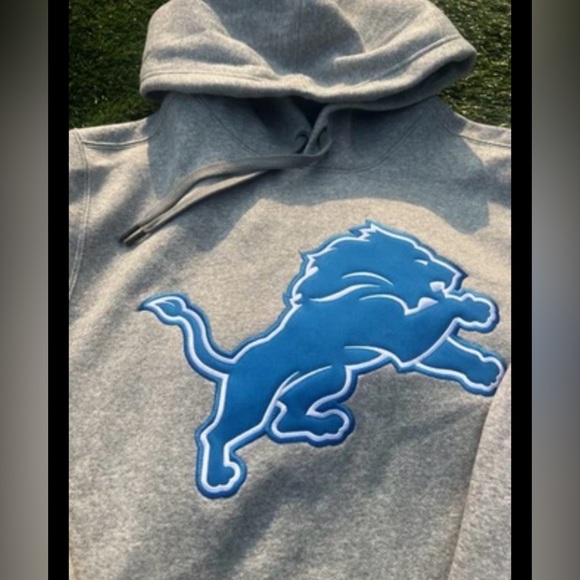 Men’s M-4X Detroit Lions Fanatics Legacy Fleece Pullover Hoodie Heather Gray - Picture 4 of 5